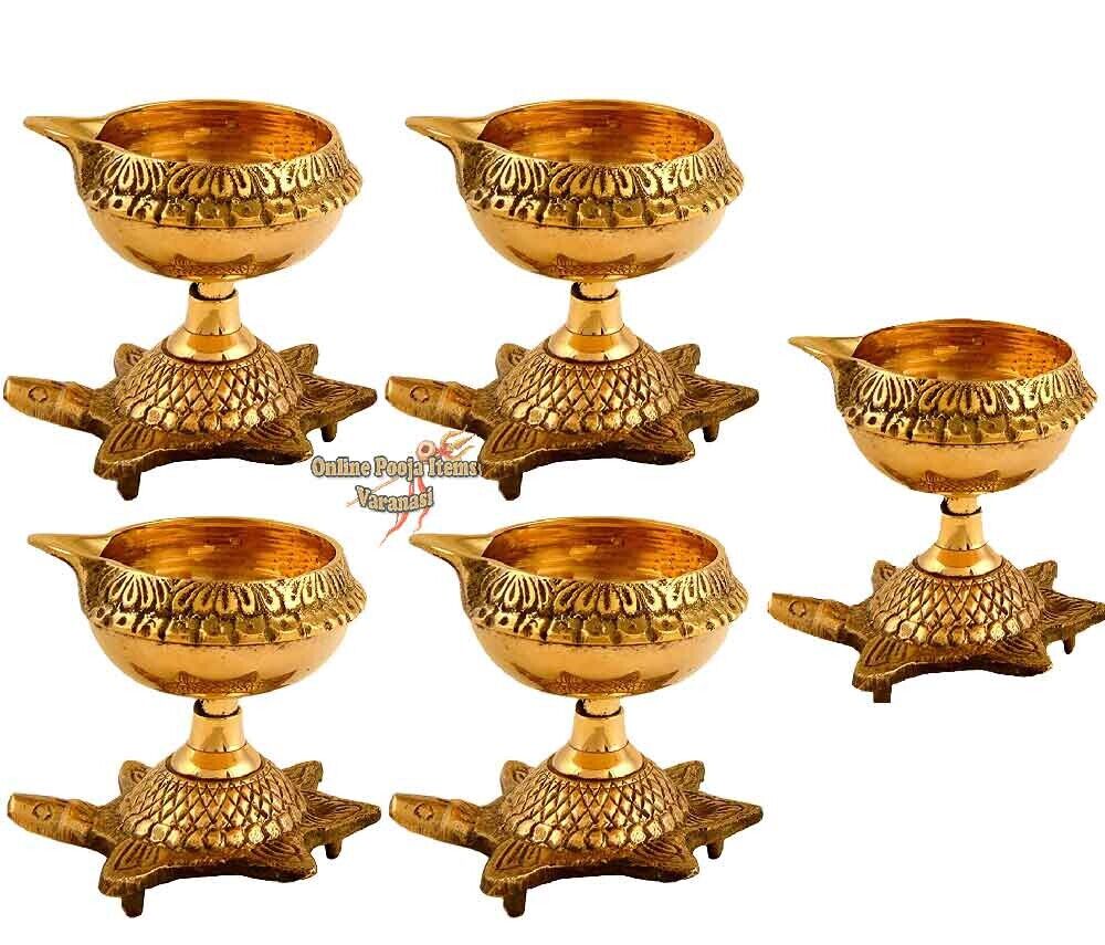 Handmade Kanchua Kuber Diya Brass Oil Lamp Deepam with Turtle Base Stand   Kubera Vilakku Agal Vilakku Diwali Kuber Diya Engraved Design Diyas for  Pooja and Return Gifts Gold3 Piece  Online